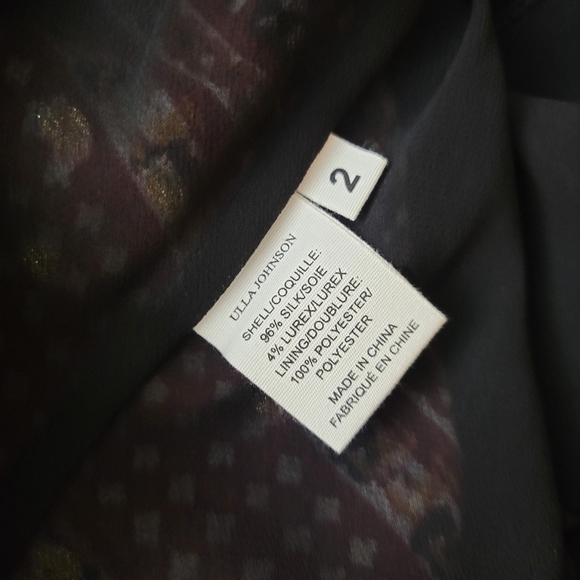 ULLA JOHNSON Erisa Silk Mini Dress Brown Metallic Size 2 - Picture 16 of 16